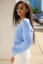 Samara Checkered And Stripes Blue Cardigan FINAL SALE