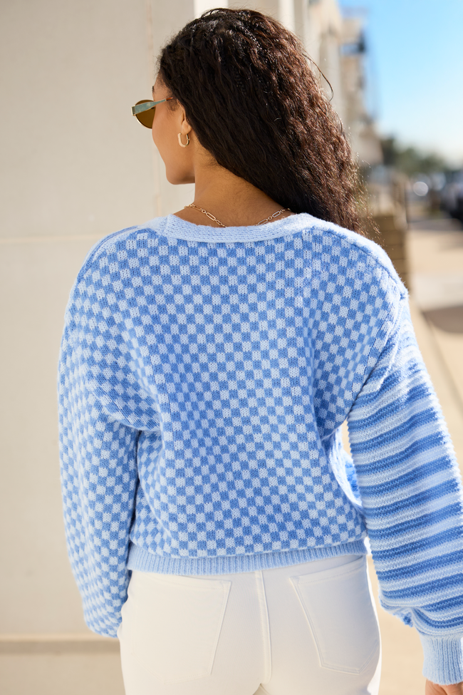 Samara Checkered And Stripes Blue Cardigan FINAL SALE