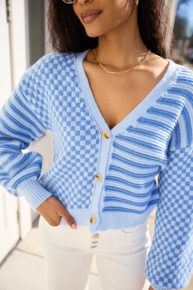 Samara Checkered And Stripes Blue Cardigan FINAL SALE