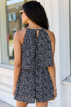 Spotlight Moment Black and White Daisy Print Halter Neck Romper FINAL SALE