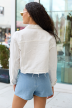 Run Around Town Ivory Deconstructed Denim Jacket FINAL SALE
