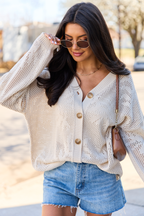 Botanic Bliss Beige Crochet Cardigan FINAL SALE
