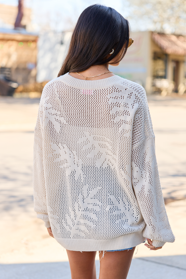 Botanic Bliss Beige Crochet Cardigan FINAL SALE