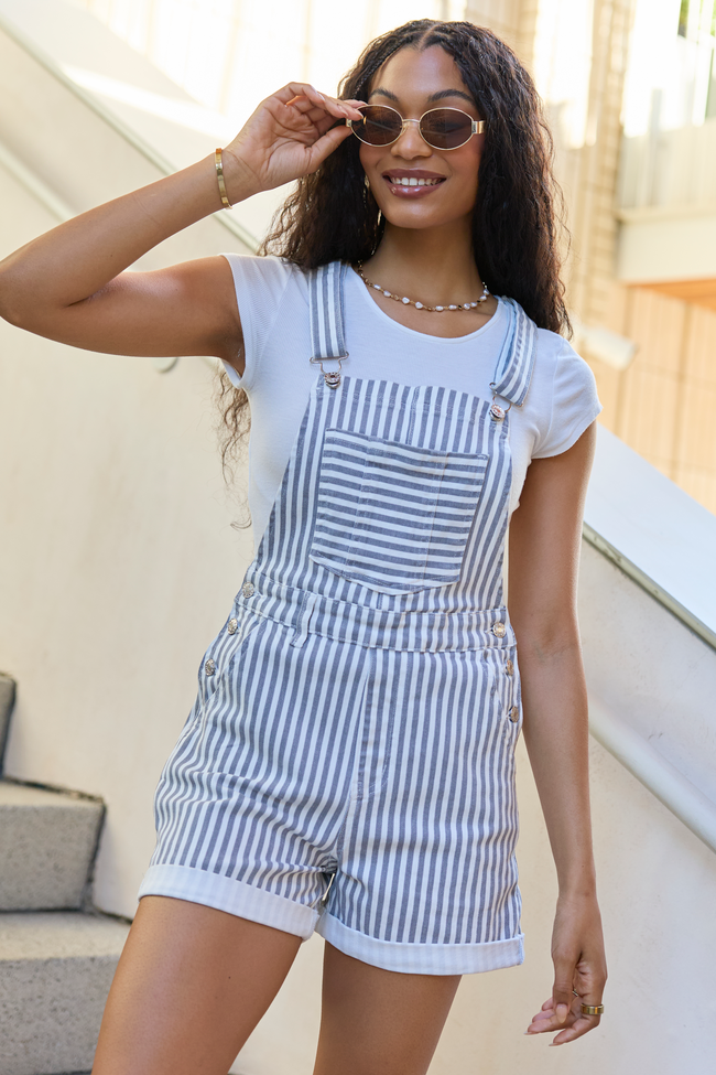 My Favorite Stretchy Stripe Shorts Overalls FINAL SALE