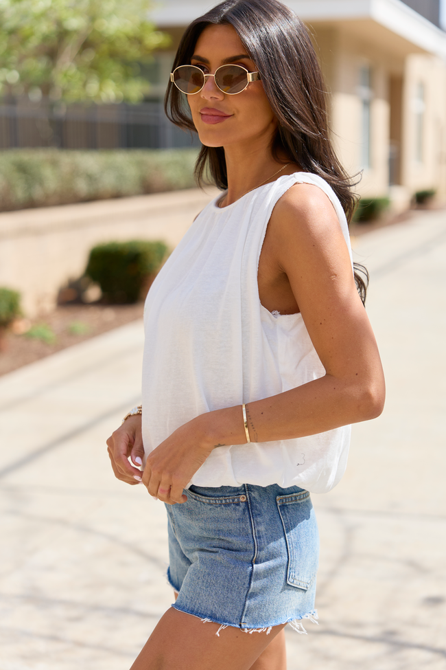 Nothing In My Way Off White Bubble Hem Knit Tank Top FINAL SALE