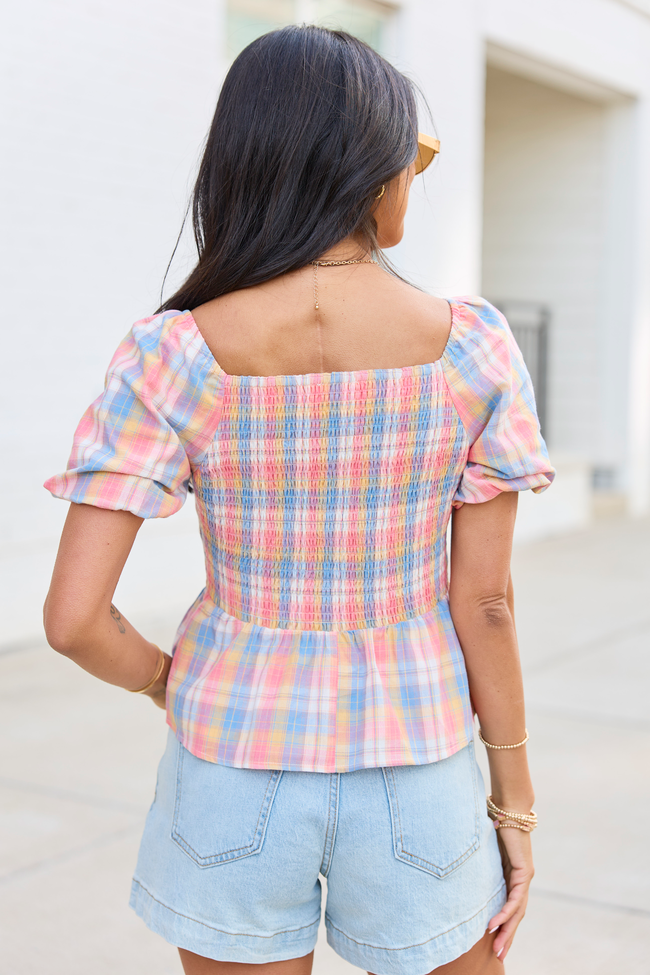 Remington Pink Plaid Twist Bust Top FINAL SALE