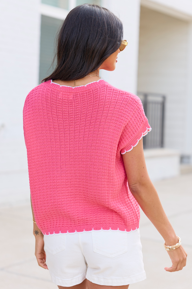 Lenny Pink Scallop Trim Sweater Tee FINAL SALE