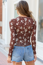 Honey Brown Sunflower Mesh Layering Top FINAL SALE