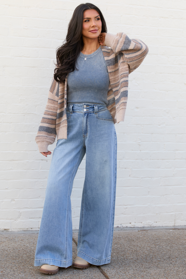 Back To Square One Acid Washed Ribbed High Neck Tank FINAL SALE