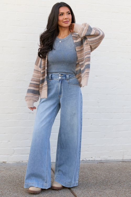 Back To Square One Acid Washed Ribbed High Neck Tank FINAL SALE