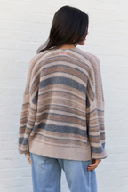 Alix Neutral Striped Open Cardigan FINAL SALE