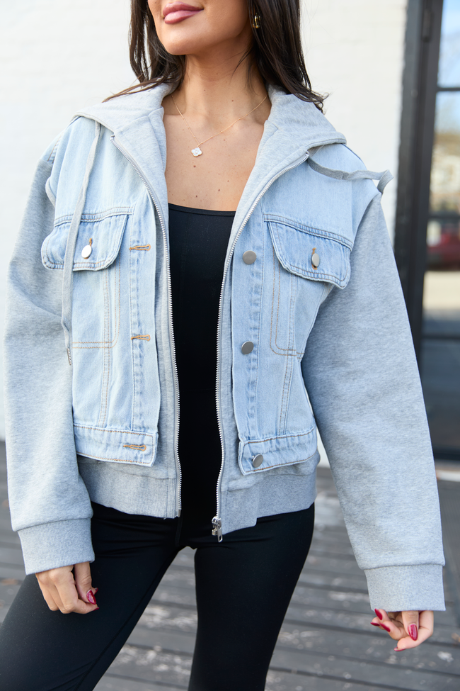 Jazzy Denim French Terry Hooded Jacket FINAL SALE