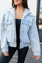 Jazzy Denim French Terry Hooded Jacket FINAL SALE