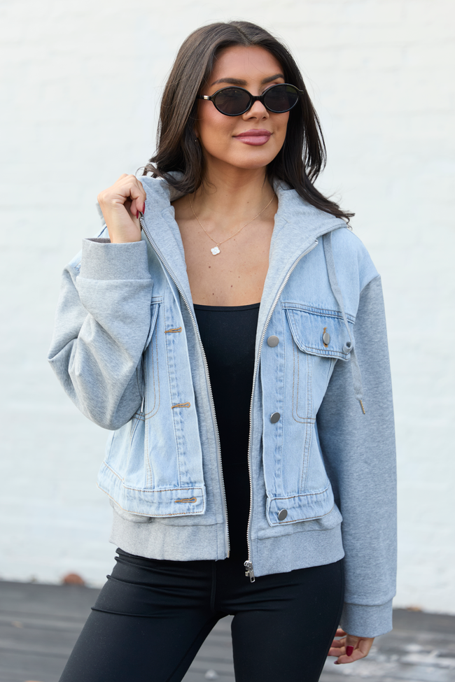 Jazzy Denim French Terry Hooded Jacket FINAL SALE