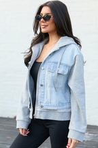 Jazzy Denim French Terry Hooded Jacket FINAL SALE