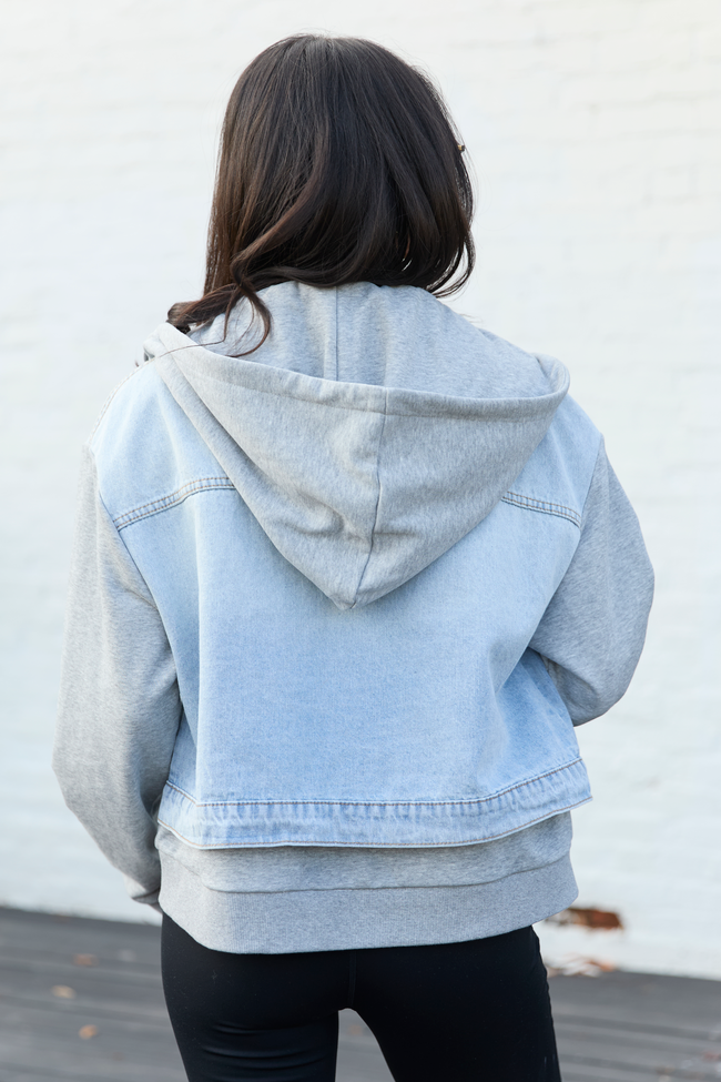 Jazzy Denim French Terry Hooded Jacket FINAL SALE