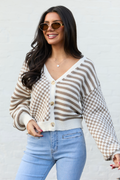 Samara Checkered And Stripes Brown And Cream Cardigan FINAL SALE