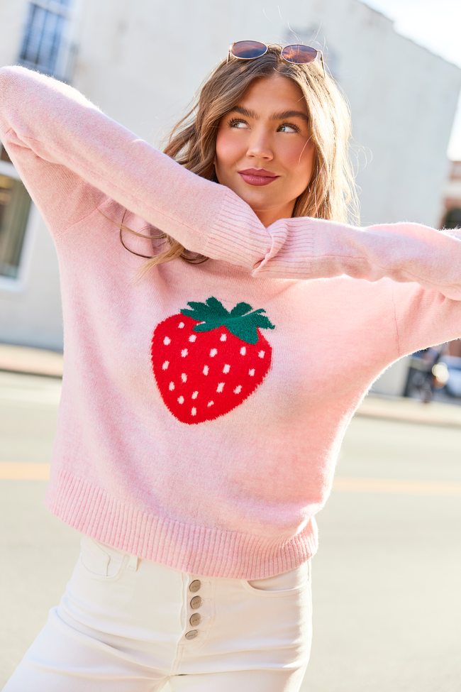 Saye Pink Strawberry Crewneck Sweater FINAL SALE