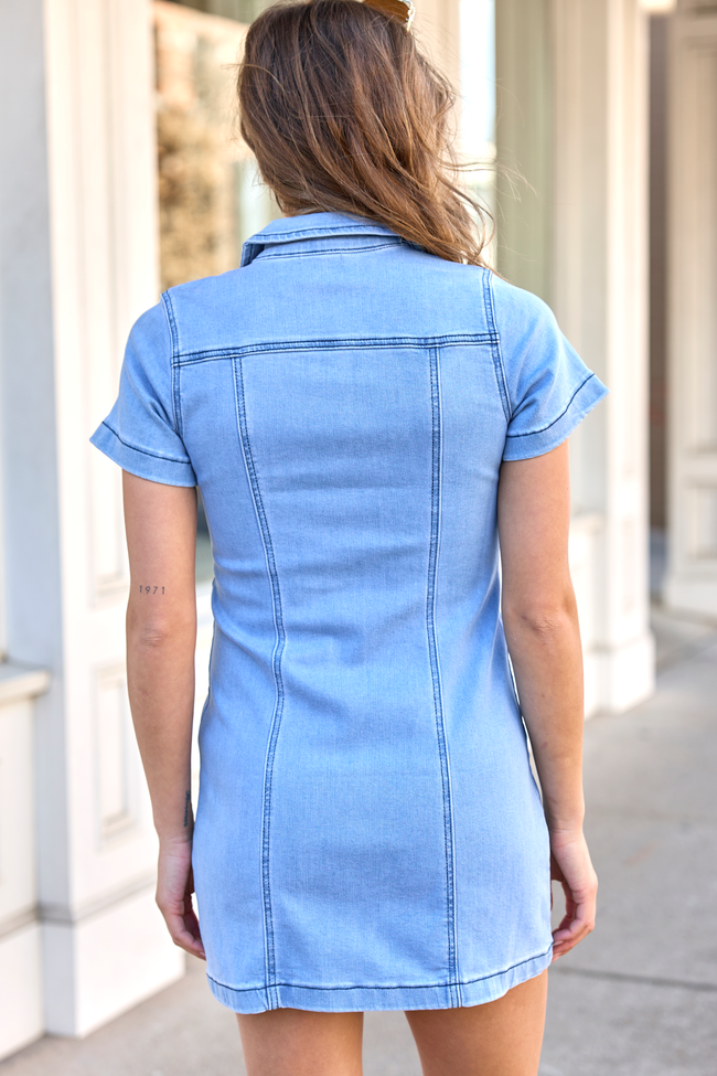 My Favorite Stretchy Denim Pocket Mini Dress FINAL SALE