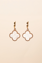 Tilly Clover White Huggie Earrings FINAL SALE