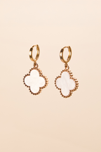 Tilly Clover White Huggie Earrings FINAL SALE