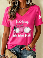 Women'S In October We Wear Pink Print Short-Sleeve T-Shirt