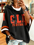 Women'S Retro Rugby Printed Hoodie