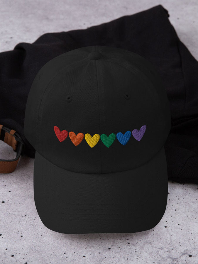 Unisex Rainbow Pride Hearts Hat