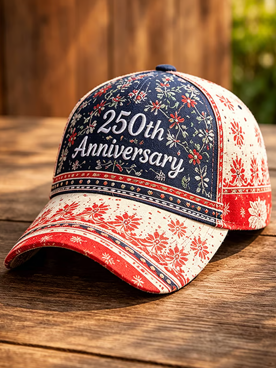 Unisex 250th Anniversary America 1776-2026 Flower Art Print Casual Hat