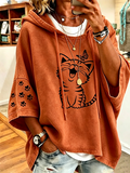Women'S Casual Cat Paw Patch Hoodie