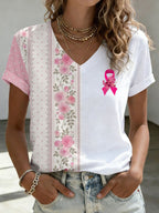 Women'S Breast Cancer Awareness Printed Casual T-Shirt