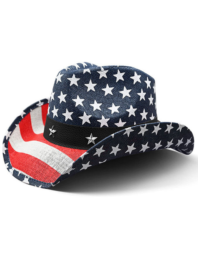 Unisex Independence Day, American Flag Celebration, Commemoration Of Western Cowboy Big Brimmed Hat