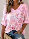 Women's Pink Printed Casual Top
