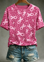 Women'S Breast Cancer Promotional Print Short Sleeved T-Shirt