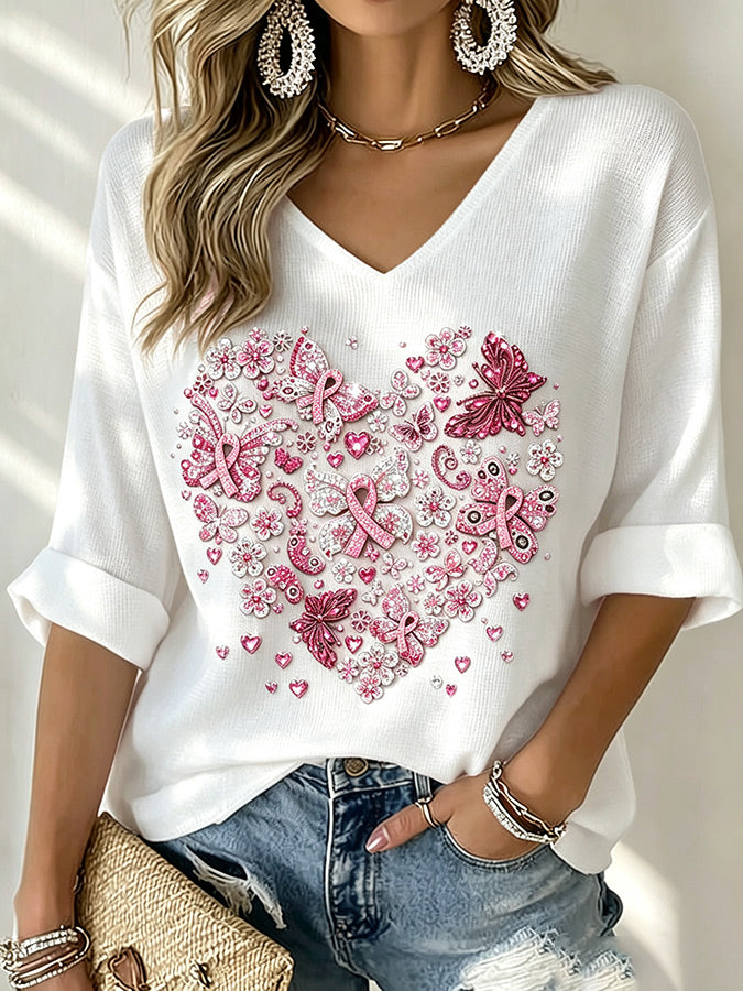 Women'S Love Butterfly Printed Top