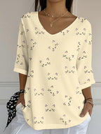 Women'S Cat Printed Casual T-Shirt