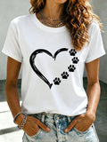 Women's Paw Heart Print T-shirt