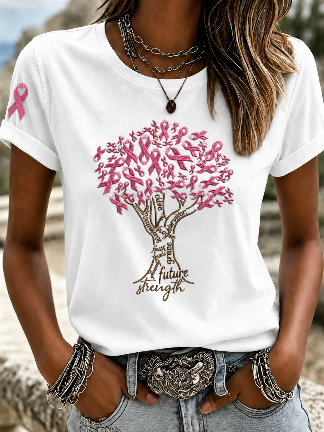 Women Leopard Truck Pink Ribbon Breast Cancer Warrior T-Shirt