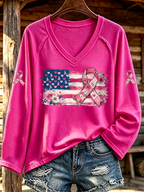 Women'S Breast Cancer Awareness Printed Long Sleeve T-Shirt