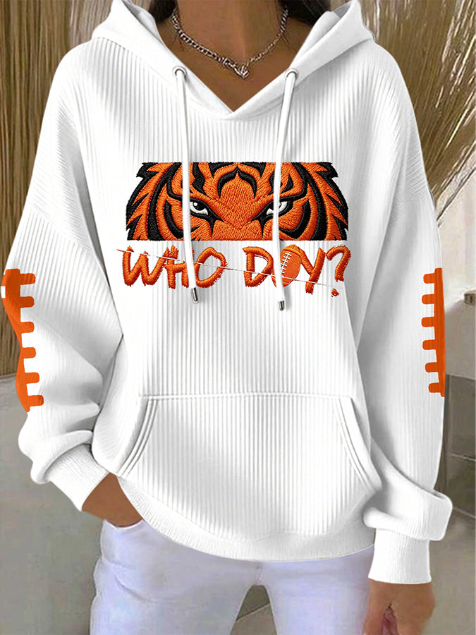 Women'S Football Print Hooded Sweatshirt