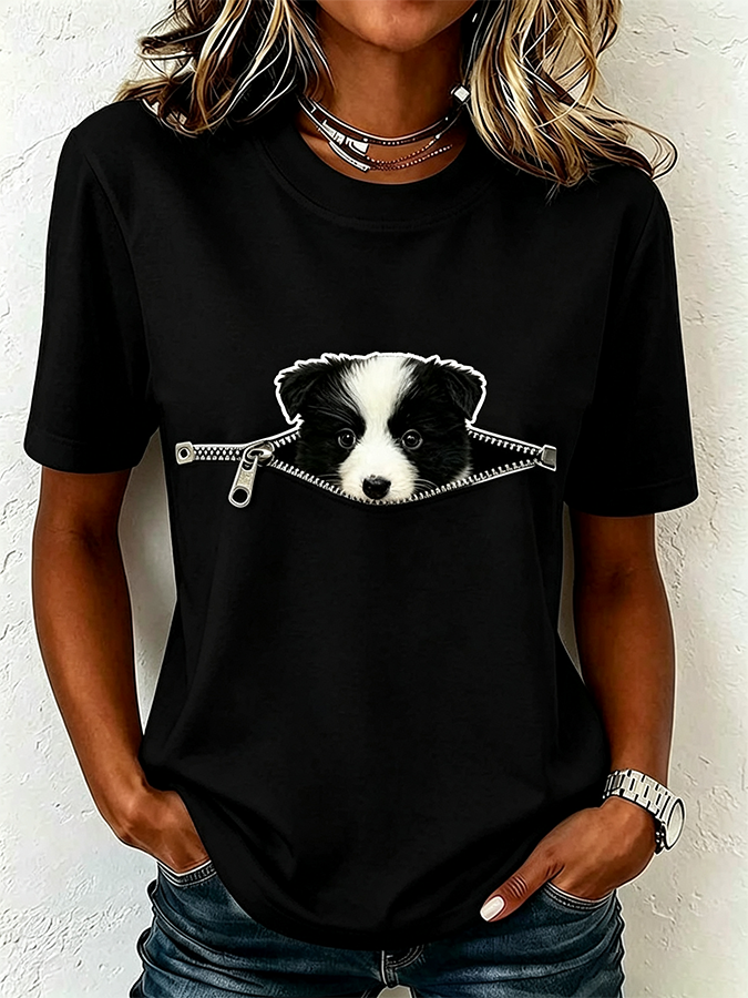 Women'S Paw Printed T-Shirt