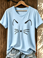Women's Cat Printed Casual T-shirt