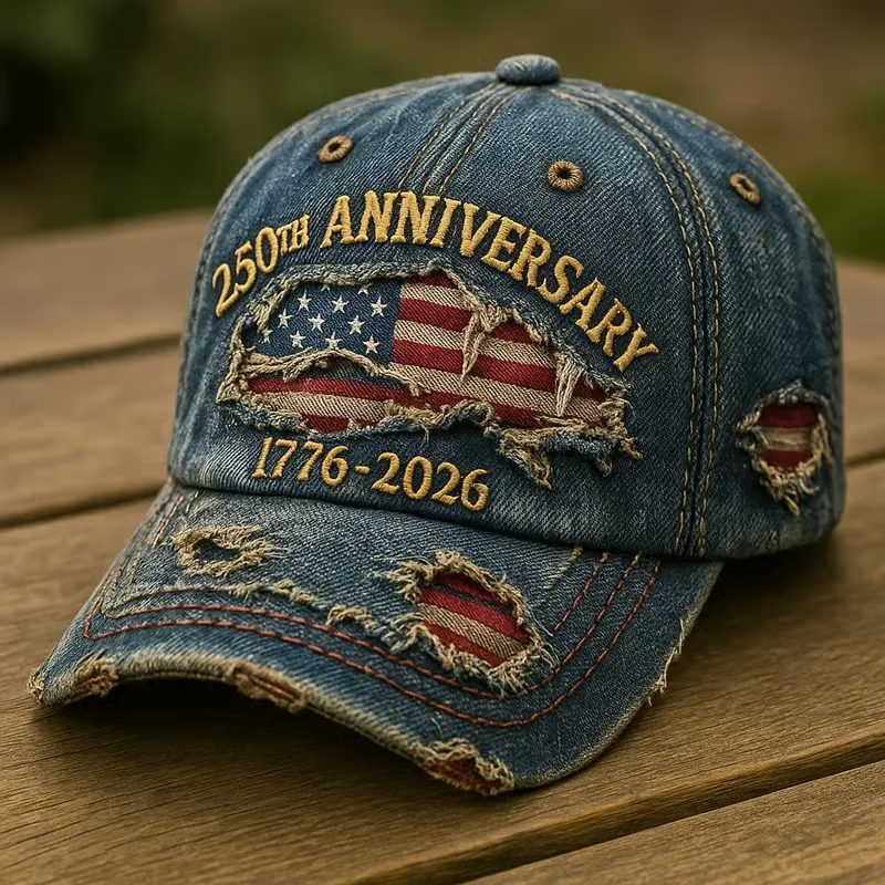 Unisex casual hat with 250th anniversary print