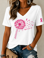 Women'S Breast Cancer Prevention And Control Propaganda Printed Short Sleeved T-Shirt