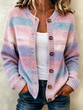 Women's Casual Gradient Print Knitted Cardigan Top
