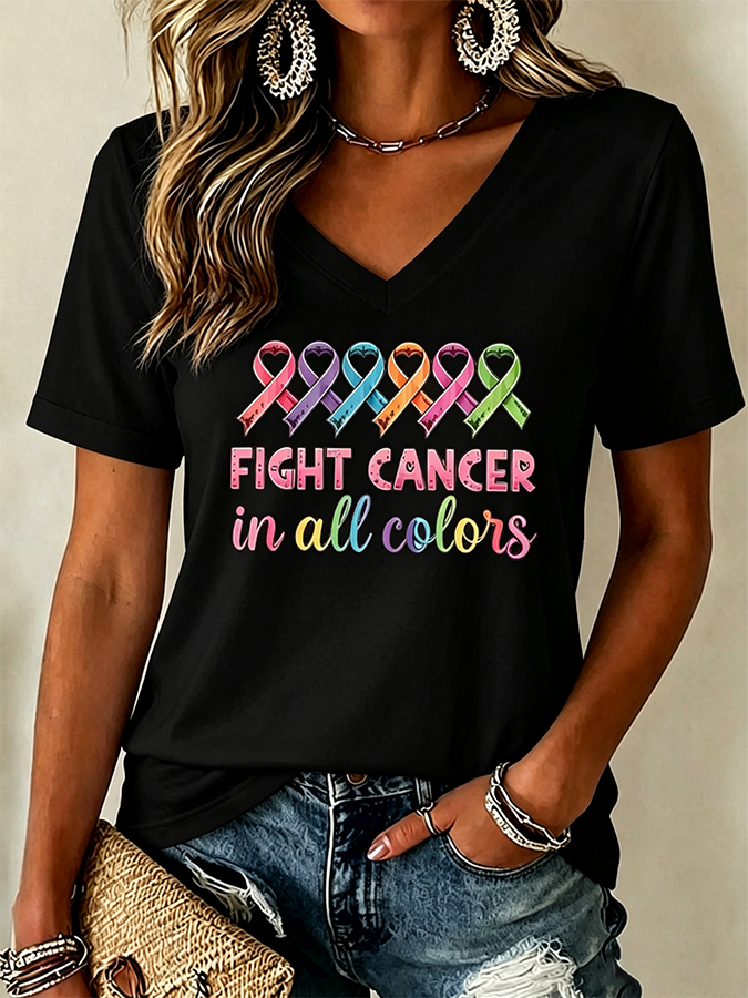 Women'S Cancer Awareness Print Short-Sleeve T-Shirt