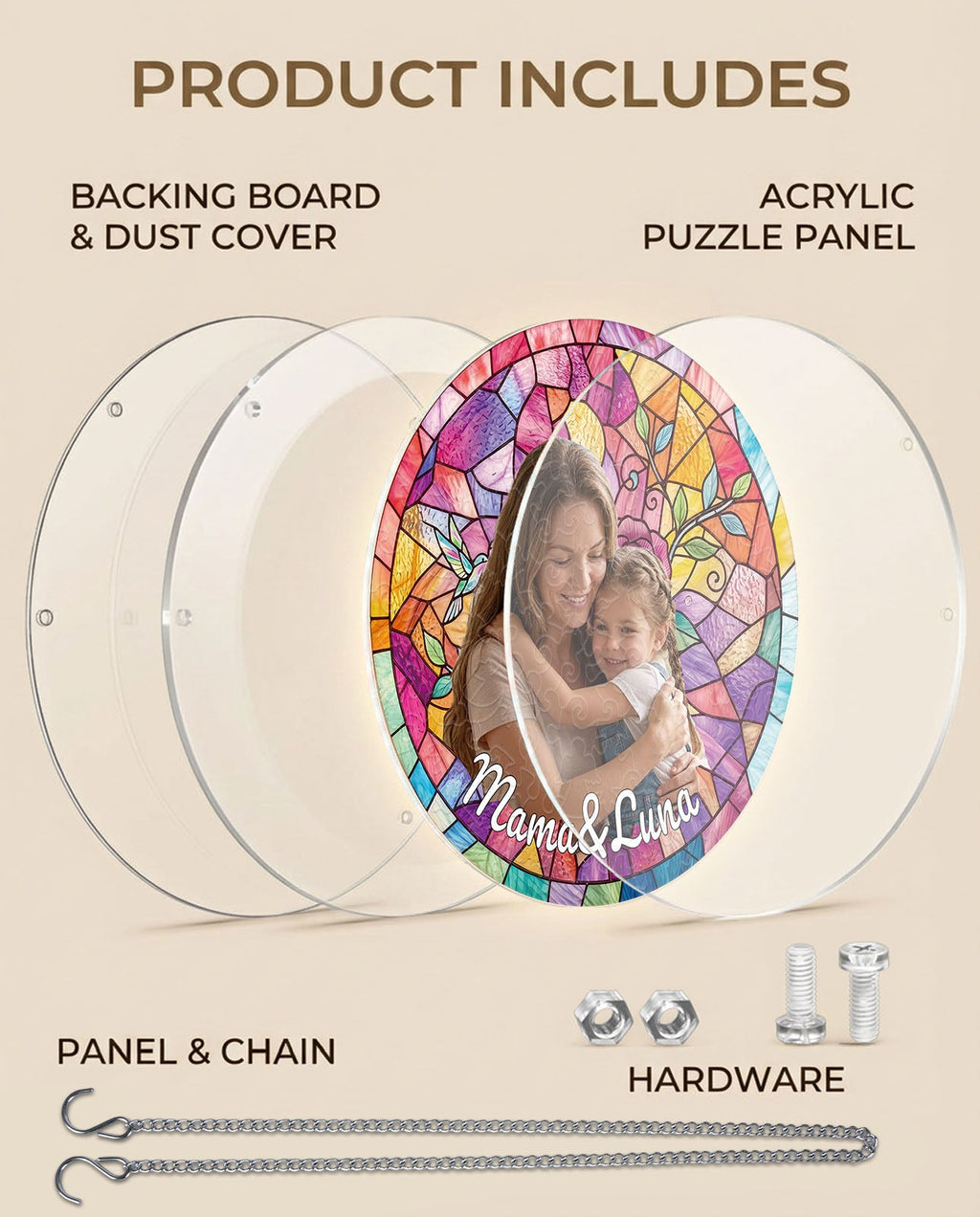 Personalized Acrylic Suncatcher - Rosy Ties of Love