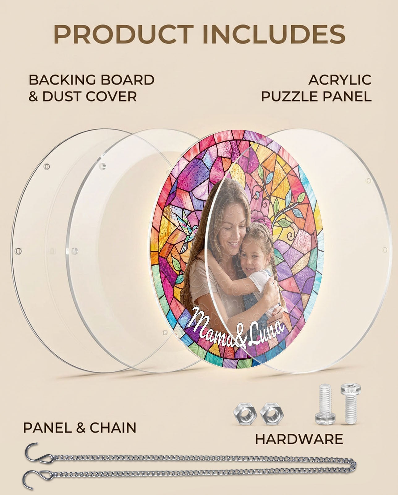 Personalized Acrylic Suncatcher - Rosy Ties of Love
