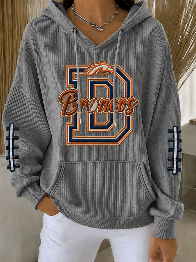 Women'S Football Printed Hooded Sweatshirt