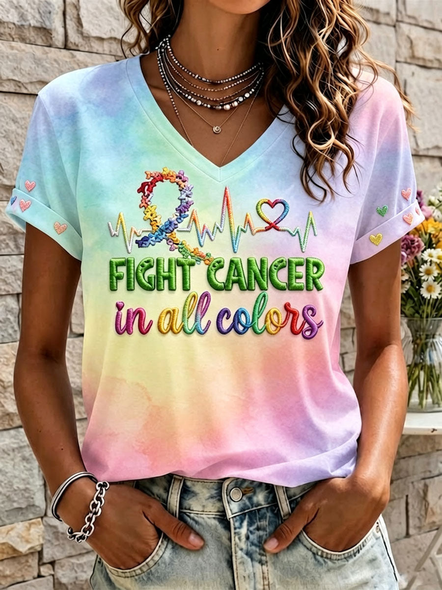 Women's Breast Cancer Awareness Print Casual T-shirt